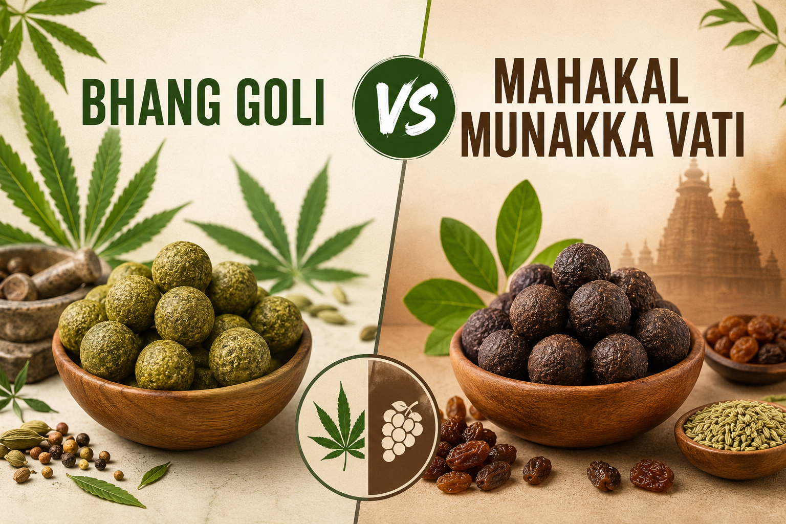 Bhang Goli vs Mahakal Munakka Vati: Key Differences, Uses, Ingredients